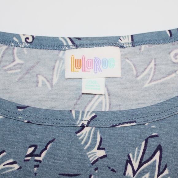 LulaRoe Julia Short Sleeve T-Shirt Dress Blue & White sz 2XL - Picture 4 of 6